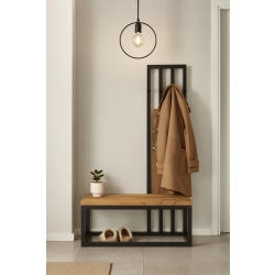 Ławka Metalowa Z Wieszakiem Loft Siedzisko Drewno Lite Dąb LM-87 Rozmiary od 50 cm do 200 cm